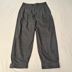 ZARA Women’s Tweed Pleated Pants Size Medium Trouser Cuffed Made Spain Polyester